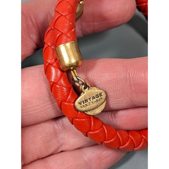 Alex Ani Orange Braided Leather Wrap Bracelet 7 inch - Picture 4 of 8